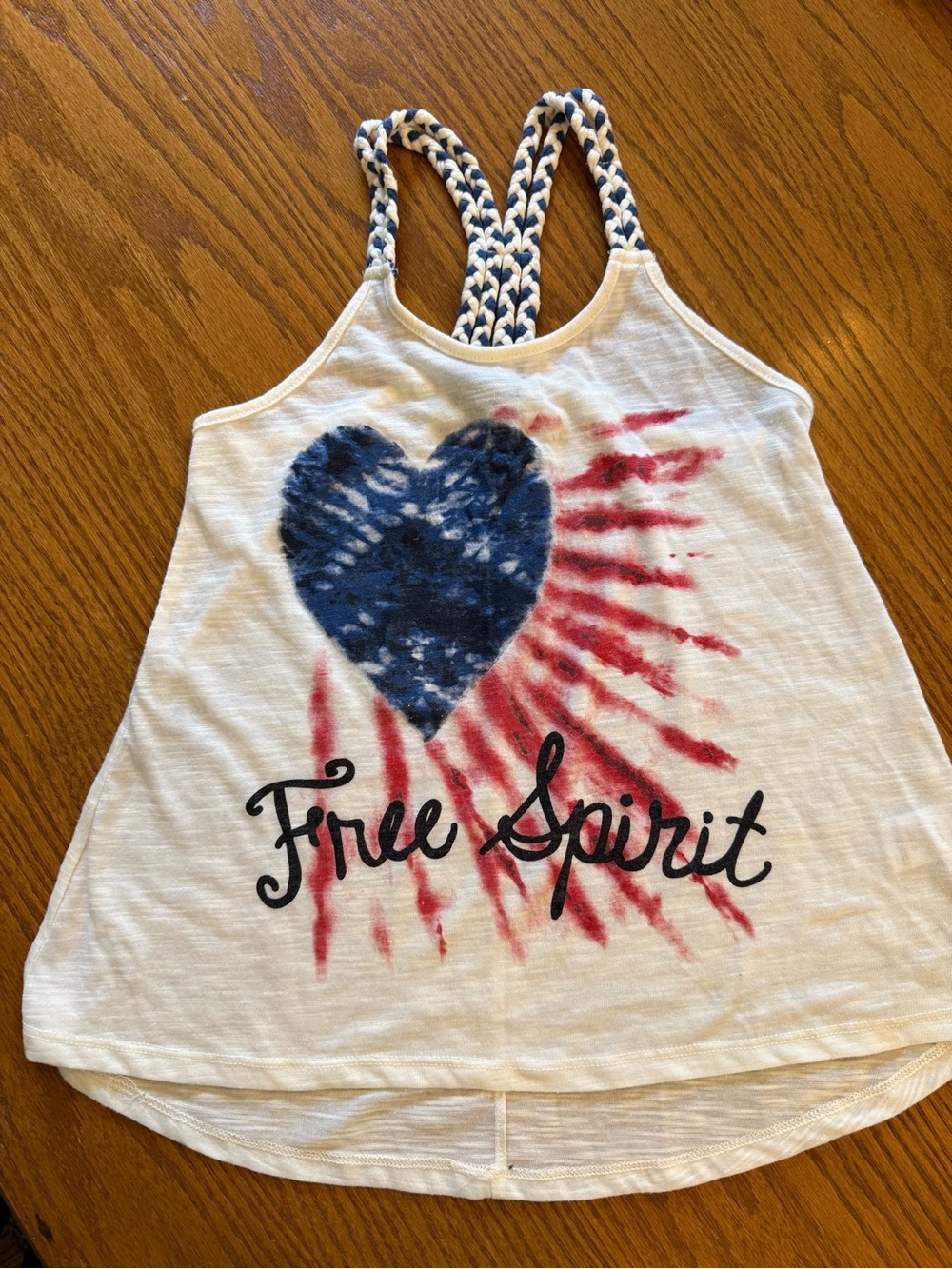Ransom White Tank Top with Blue Heart & Red Tie-Dye